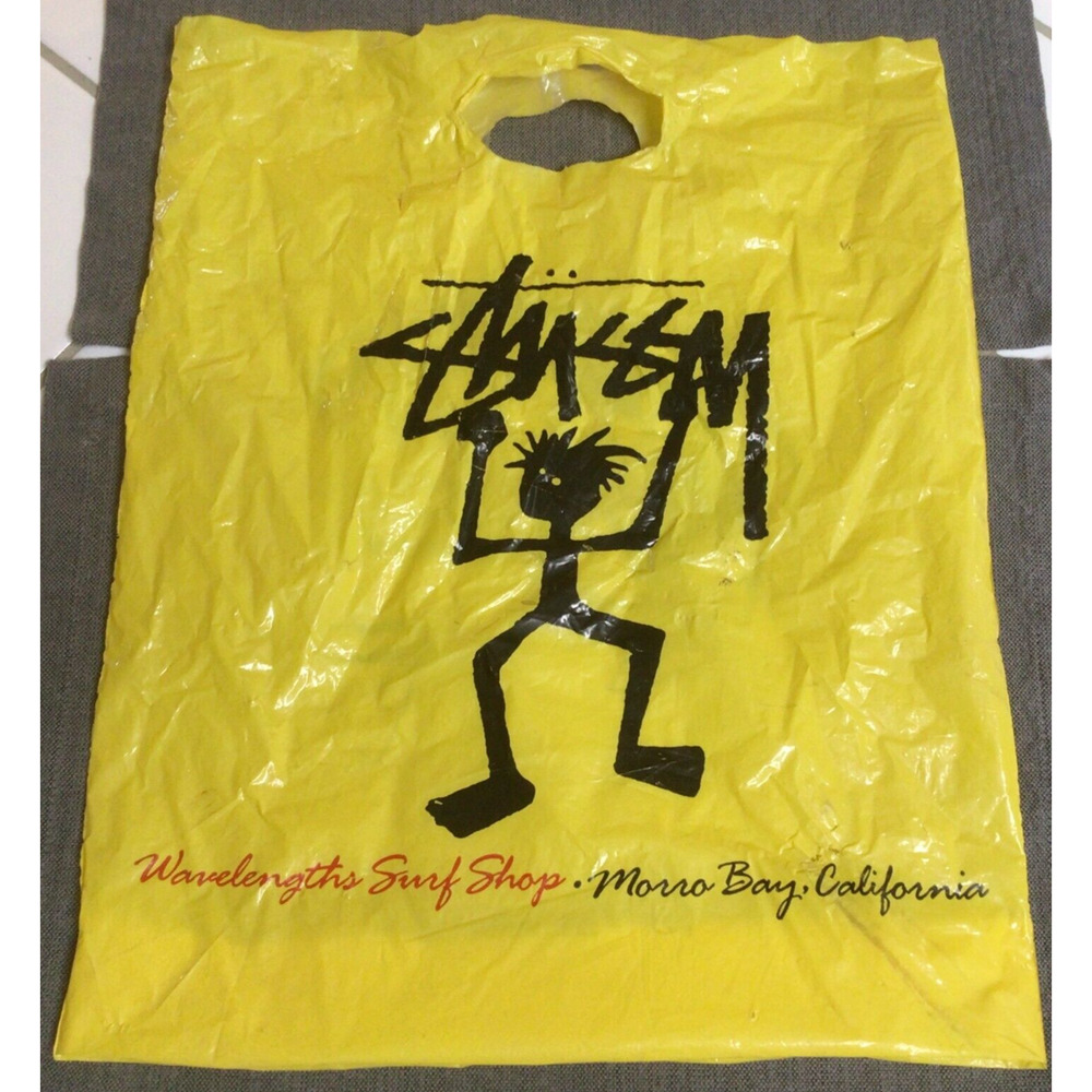 Vintage 1990's Stussy O'Neill Wavelengths Surf Shop Bag Morro Bay CA Advertising